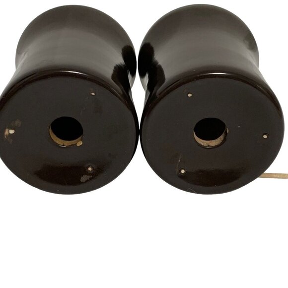 Vintage Franciscan Madeira Salt & Pepper Shaker Brown Green No Cap On Bottom - Picture 4 of 7